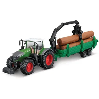Bauer Bburago Traktor Fendt 1050 Vario mit Holztransporter: 10cm Holztansporter Friktion