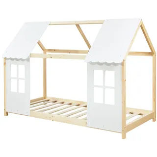 [en.casa] Kinderbett Tostedt 90 x 200 cm Kiefer naturbelassen weiß
