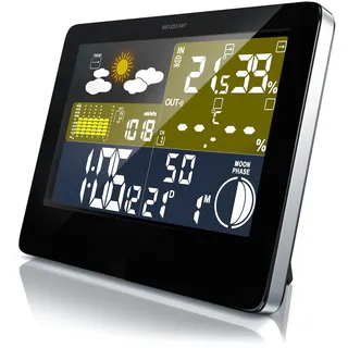 Bearware Funkwetterstation mit LCD Farbdisplay inkl. Außensensor & Wettervorhersage-Piktogramm