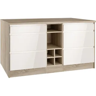 KOCHSTATION Kücheninsel »KS-Virginia«, Breite 153 cm, MDF-Fronten, Flaschenregal, weiß