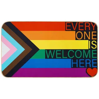 Gleemix Regenbogen Fußmatte Everyone is Welcome Here, Pride Monat Welcome Fussmatte, Türmatte rutschfest Waschbar, Pride Fussmatte Innen und Außen, LGBTQ Fußmatte, Küche Bodenmatte Teppich 40 x 60 cm