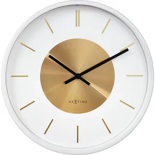 Nextime Wandklok Retro II 25cm Wit/Goud - Weiß