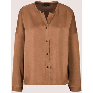 Madeleine Langarmbluse Satinbluse Oversized-Bluse mit Glanzeffekt Tabakbraun 40