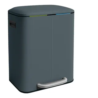 Relaxdays Mülleimer 2 Fächer 20 l Grau