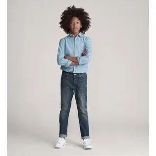 Polo Ralph Lauren für Jungen. 323703283001 Blaues Chambray-Hemd aus Baumwolle ((L) 10/12años= 150/161cm), Lässig, Langarm, Kinderbekleidung