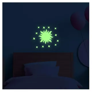 Phosphoreszierende Wandtattoo Sonne 2 - 20 x 20 cm