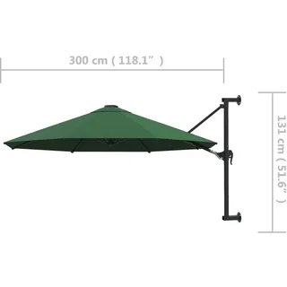 vidaXL Wandschirm Ø 300 cm Grün
