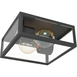 EGLO Außenleuchte Glas Metall L29 x H29 x B13 cm 1xE27 schwarz