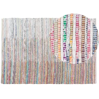 Beliani Teppich geflochten Mersin 200/140 cm , Multicolor , Textil , Gestreift , Rechteckig , 140x200 cm , Teppiche und Böden, Teppiche, Flachwebteppiche