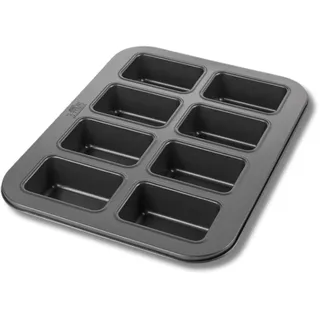 RBV Birkmann Birkmann, Mini-Kastenform, eckige Backform für gleichzeitig 8 kleine Brote und Kuchen, sehr gute Antihaftbeschichtung, mit Rezept