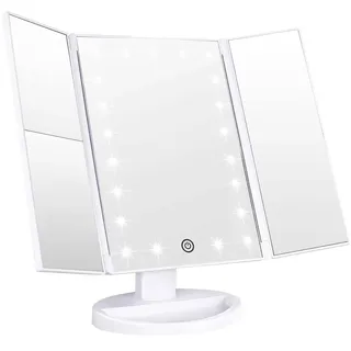 Globly Schminkspiegel mit Licht und Zoom, dreifach mit 3 Seiten und 180° Schwenkfunktion