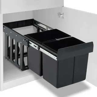 Einbau-Abfallsammler 2x15 L Soft-Close für Küchenschrank 48x34,3x35,1 cm - Schwarz