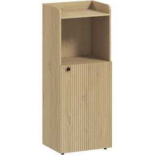 Homcom Badezimmerschrank Nischenschrank mit Schrank, offen Regal, verstellbar Regal , Eichefarben , Holzwerkstoff , 31x104x40 cm , Badezimmer, Badmöbel, Hochschränke