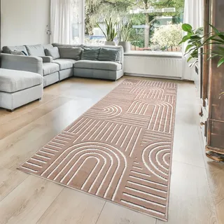 MY HOME Läufer »Lyssandra« rechteckig 8 mm Höhe 3D-Effekt, softer Kurzflor, pflegeleicht, leichter Glanz, Scandi-Look, beige