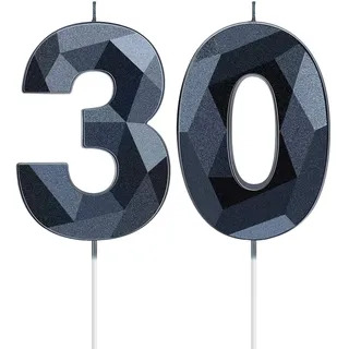 Nuanchu 30 Geburtstagskerzen, 30 Kerzen Geburtstag, 5 cm Kerzen für Geburtstagsdeko Schwarz, Tortendeko Geburtstag für Männer und Frauen, Geburtstagskerzen für Geburtstagsdeko, Gold