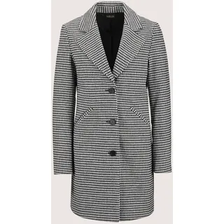 Langmantel MADELEINE "Mantel Mantel mit Hahnentritt-Muster", Damen, Gr. 38, schwarz (schwarz, wollweiß), Obermaterial: 100% Polyester PES., Modern, normal, Mäntel Langmantel