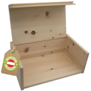 4betterdays.com NATURlich leben! Brotkasten Zirbenholz Massiv mit Klappdeckel | Brotdose Nachhaltig Österreich