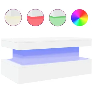 vidaXL Couchtisch mit LED-Leuchten Weiß 90x50x40 cm
