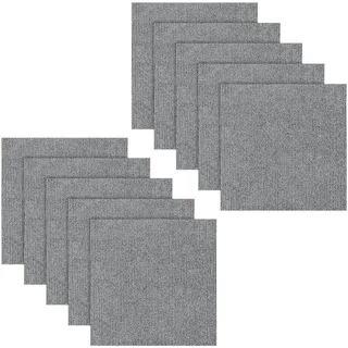 LUPATDY 10 Stück Teppichfliesen 50x50cm Bodenbelag Selbstklebend - 2.5m2 Filz Selbstklebendes Antistatisches Band Rutschfestes Quadratischer Teppich für Büro, Haus Gewerbe (Hellgrau)
