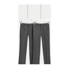 Boys M&S Collection 2pk Boys' Slim Leg School Trousers (2-18 Yrs) - Grey, Grey - 9-10Y