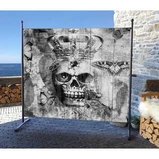 Paravent 180 x 180 cm Skull Raumteiler Stellwand Trennwand Balkon Garten Sichtschutz