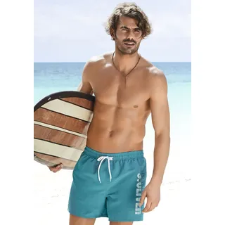 Badeshorts S.OLIVER, Herren, Gr. S (46/48), N-Gr, blau (petrol), Microfaser, Polyester, unifarben, Badehosen Badeshorts, mit seitlichem Logodruck