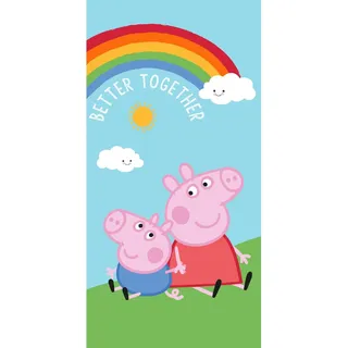 AC-Déco Peppa Pig – Strandtuch aus Baumwolle, Regenbogen, mehrfarbig, 70 x 140 cm
