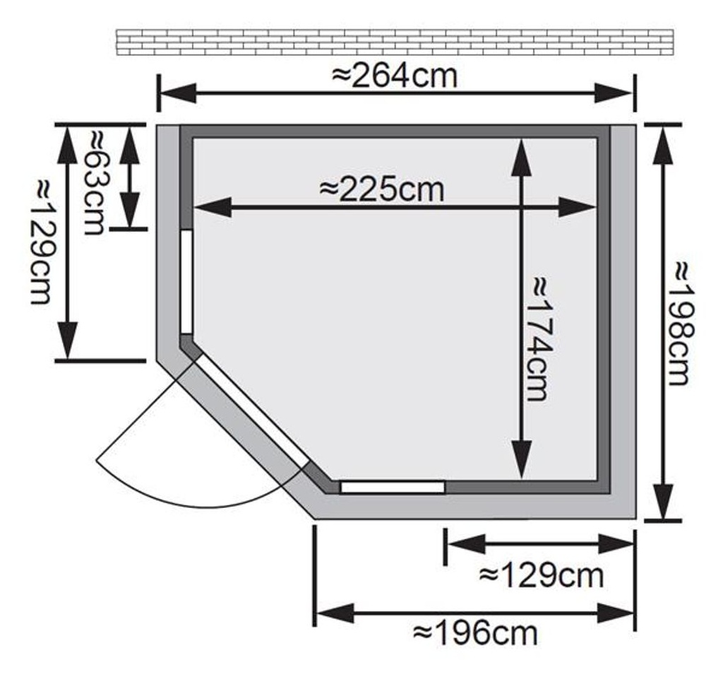 Bild von Sauna Sinai 3 40mm Dachkranz + Ofen 9kW intern classic Tür