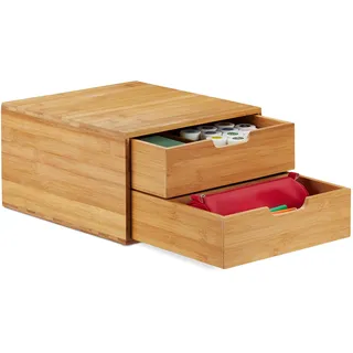 Relaxdays Schubladenbox 31 x 30 x 18 cm 18-tlg. braun