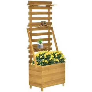 Outsunny Hochbeet mit Rankgitter 63 x 39 x 160 cm Braun