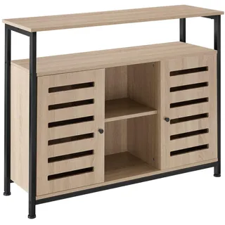 tectake Sideboard Warrington, mit höhenverstellbaren Kunststofffüßen, 100 x 37 x 82 cm, Industrial Holz hell, Eiche Sonoma , Naturfarben , Holzwerkstoff , Beton Optik , Rechteckig , 37x82x100 cm , Wohnzimmer, TV Möbel, Lowboards, Lowboards stehend