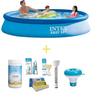 Intex Easy Set Pool - 366 x 76 cm - Inklusive WAYS Wartungspaket - Blau