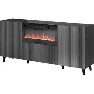 Mirjan24 Kommode Vamos Grey 180 mit Kamin , Anthrazit , Kunststoff , Rechteckig,Rechteckig , 181x83x42 cm , Kleinmöbel, Kommoden, Sideboards