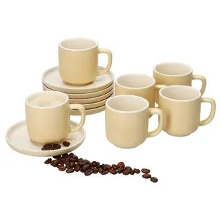 Ritzenhoff 6er Set Jasper Espressotassen mit Untertassen Vanille für 6 Personen - Gelb