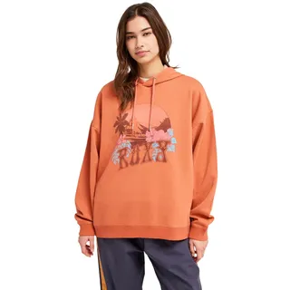 Hoodie ROXY "Lineup Oversized", Damen, Gr. L, orange (apricot brandy), Obermaterial: 55% Baumwolle, 25% Baumwolle, 20% Polyester., Sweatshirts Hoodie