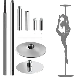 FFitness Unisex – Erwachsene Polec Pole Dance Stange, Silber/schwarz, Einheitsgröße