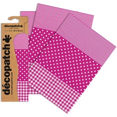 Decopatch Papier No. 486 (395 x 298 mm) 3er Pack rosa gepunktet