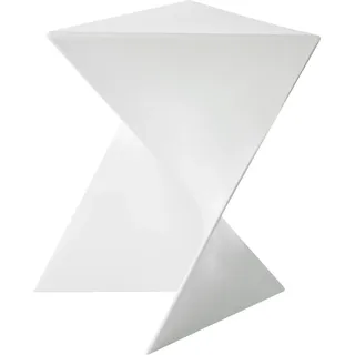 BELIANI Beistelltisch Weiß Kunststoff Dreieckig Geometrische Form Designer Tisch Wohnzimmer - Weiß