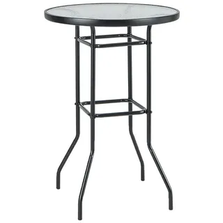 Costway Gartentisch mit Tischplatte aus Glas, Hoher Stehtisch, Bartisch 68x68x97cm - Schwarz,