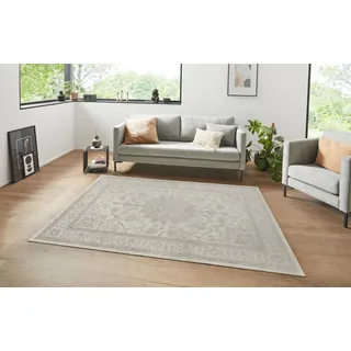 Hanse Home Samt Teppich Orient Täbris Bordüre Ornamente klassisch, Größe:160x230 cm, Farbe:Creme/Anthrazit