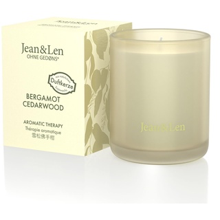 Jean & Len Aromatic Therapy Bergamot & Cedarwood, natürliche Sojawachskerze, anregender Duft, Brenndauer 4 hrs, Duftkerze im Glas, vegan, 120 gr