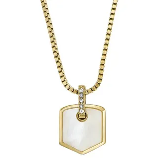 Fossil Damen Edelstahl mit Karabinerverschluss Fünfeck-Anhänger-Halskette