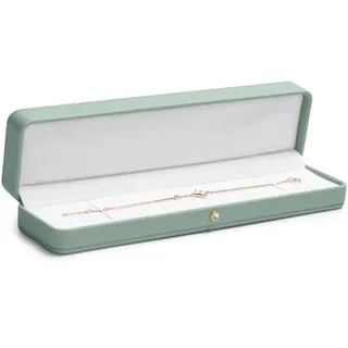 Papten lange Ketten Schmuckaufbewahrung, PU-Leder Armband Halsketten Schmuckkästchen Schmuck Box Geschenkbox für Valentinstag Jahrestag (Grün)