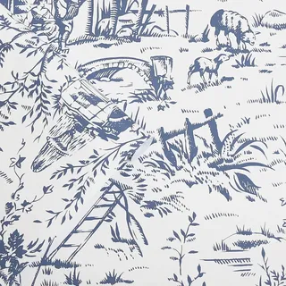 Laura Ashley Vliestapete Toile de Jouy Dark Seaspray Blue Blau FSC®