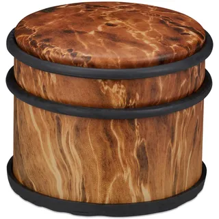 Relaxdays Türstopper, für schwere Türen & Fenster, Edelstahl & Gummi, Holzoptik, hoher Bodenpuffer, ∅ 9,5cm, dunkelbraun, 1 Stück