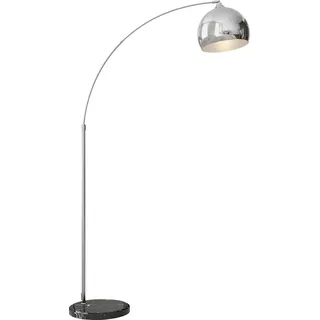 Stehlampe - Bogenlampe - E27-Fassung - 31–40 W - Höhenverstellbar - Touch-Schalter - Polierter Chrom - Leuchtmittel nicht enthalten - Silber/Schwarz