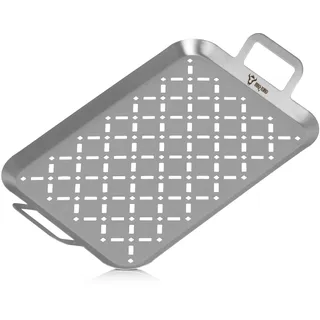 BBQ-Toro Edelstahl Grillschale rechteckig | (B) 44 x (T) 26 x (H) 4,5 cm | Grillkorb für Gasgrill | Grill Schale, Grillschale Edelstahl für Grill, Gemüsegrillschale