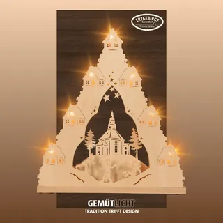 Weigla Schwibbogen »Seiffener Kirche, Lichterspitze aus Holz, NATUR, Made in Germany« 1 Stk. Erzgebirge garantiert, Weihnachtsdeko Innen, Weihnachtsbeleuchtung, beige