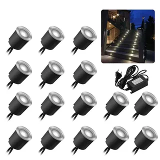 16er Set LED Einbaustrahler led Einbauleuchte Bodeneinbauleuchte Lampe, IP67 wasserdicht 0,6W Ø32mm innen aussen Terrasse Küche Garten Dekolicht 4000K, weiss, 12V