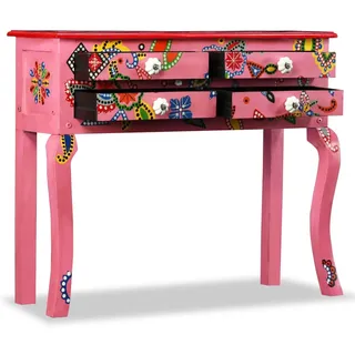 vidaXL Konsolentisch Massivholz Mango Rosa Handbemalt - Rosa